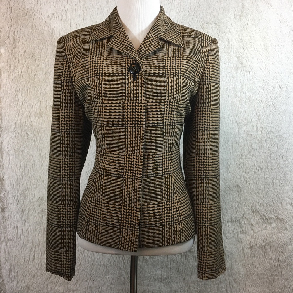 Kasper For A.S.L. Tan Black Blazer Career Wear 4
